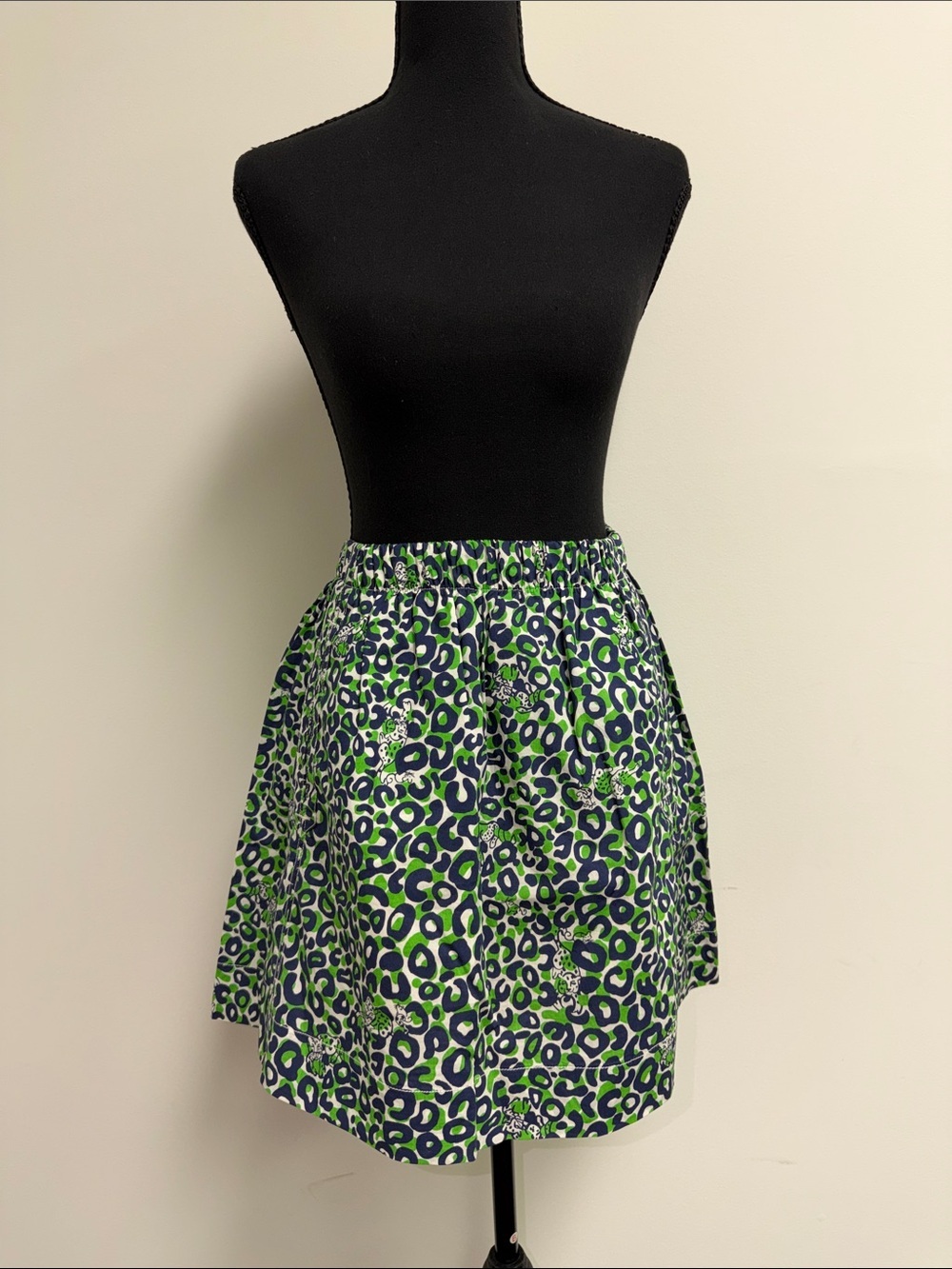 Lilly Pulitzer Green and Navy Leopard Print Skirt
